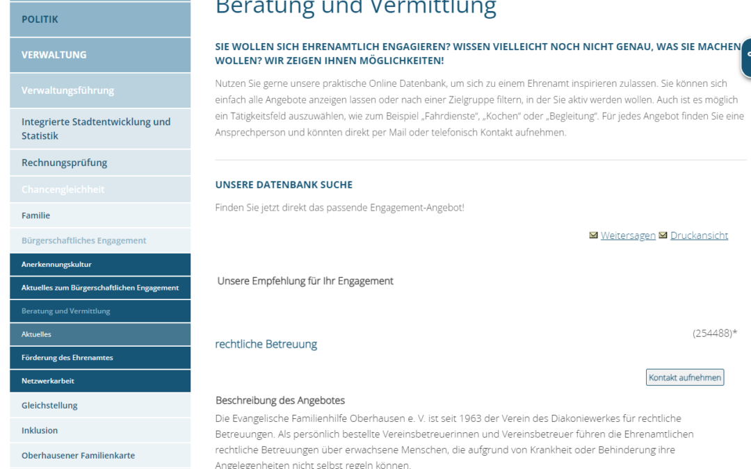 Neues Angebot: per Online-Datenbank zum passenden Ehrenamt